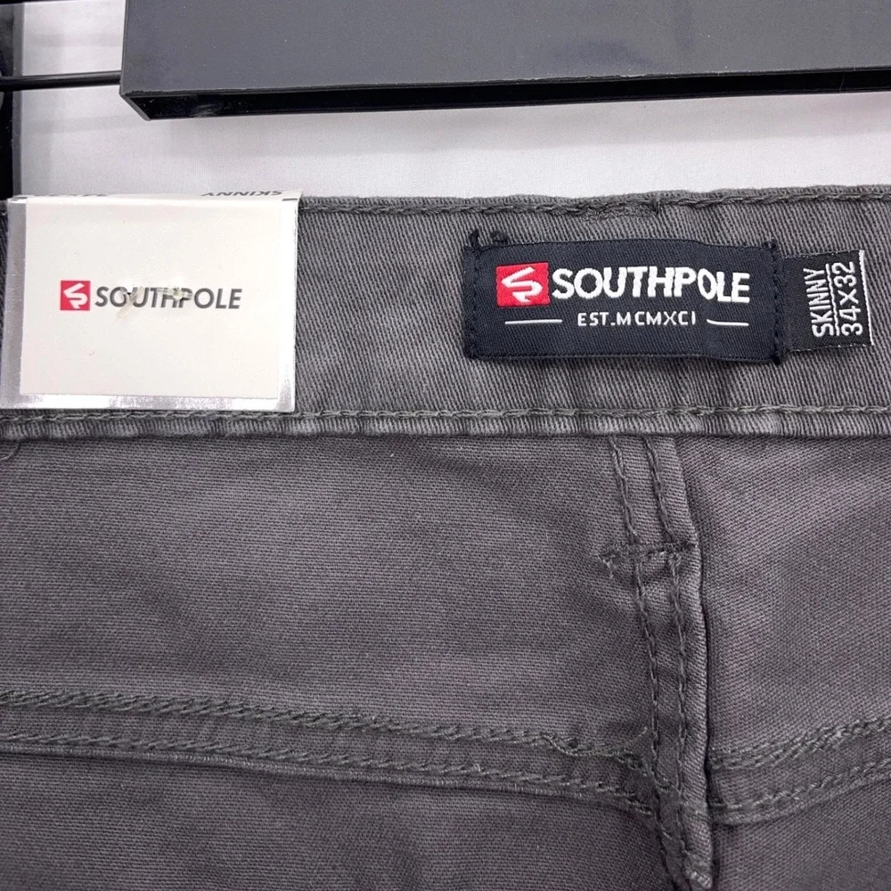 Southpole Dark Grey Skinny Pants 34x32 Active Flex 4-Way Stretch Low Rise